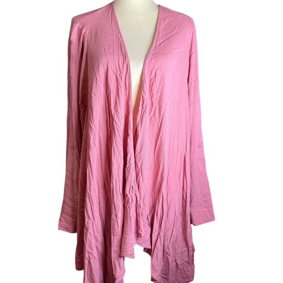 Torrid Waterfall Open Front Draped Cardigan, Pink, Plus Size 2 (18/20) - Picture 1 of 7